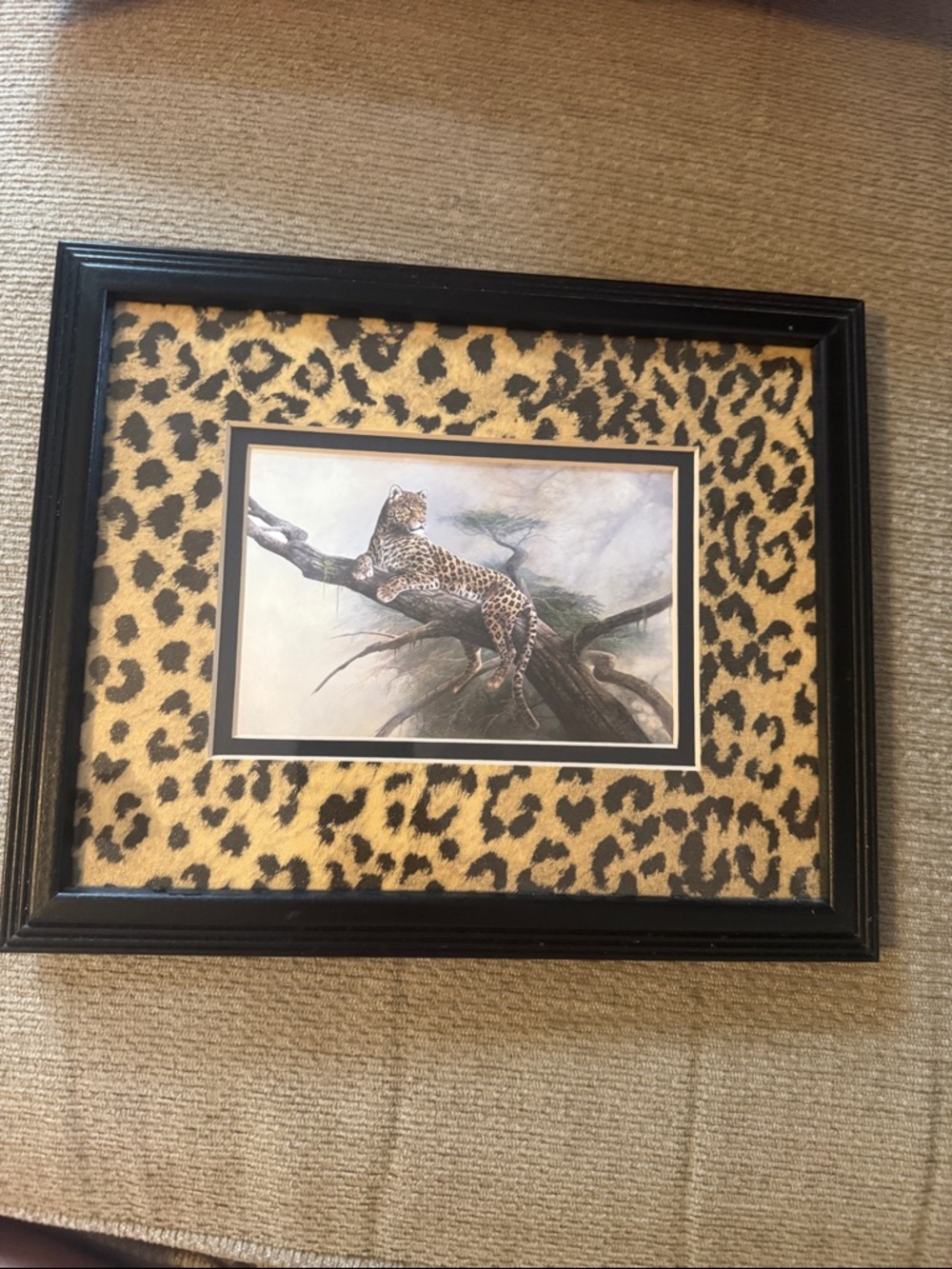 Striking Leopard Print Tree Art Print in Tan and Black - Unbranded